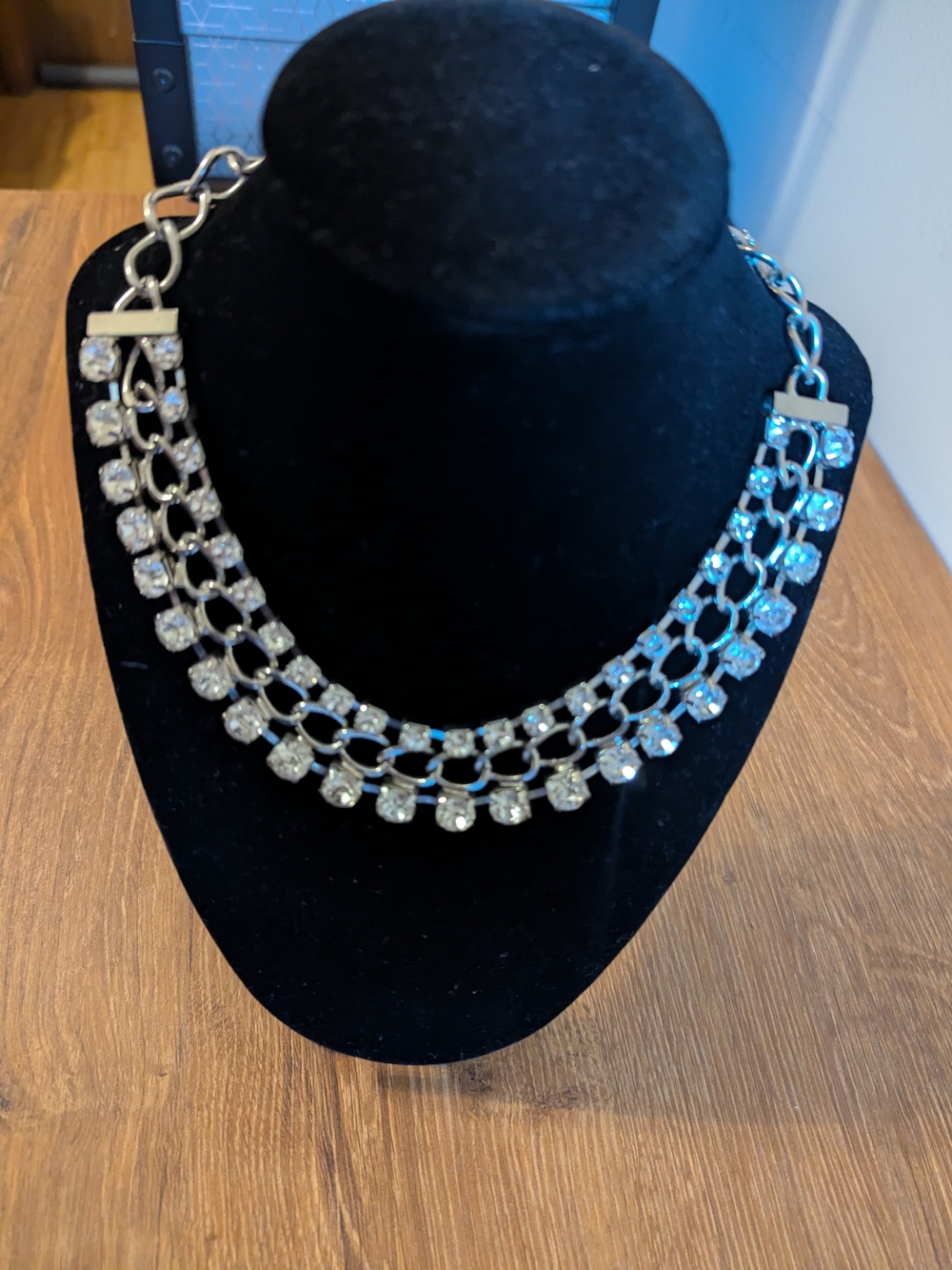 Crystal-Embellished Silver Chain Necklace
